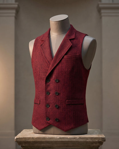 Stanley | Double-Breasted Herringbone Waistcoat