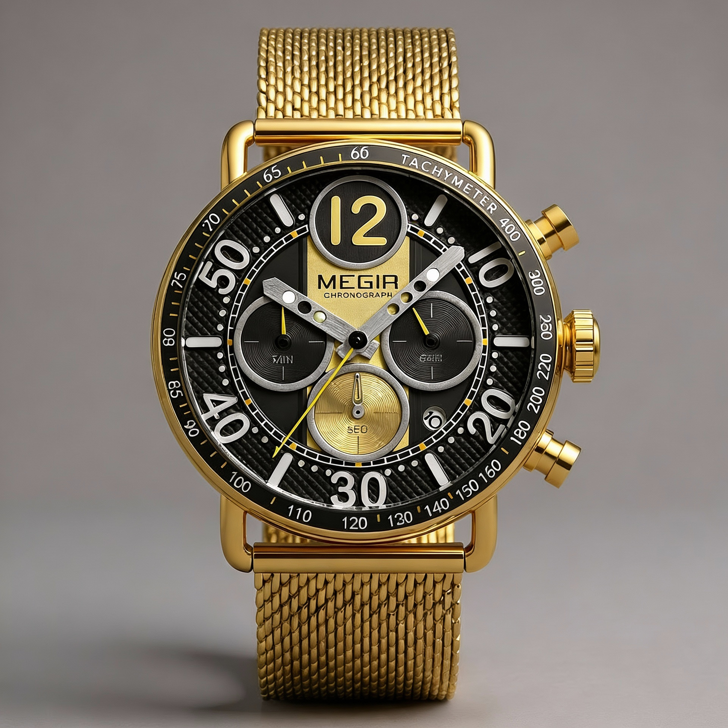 DRAYTON | Gold-Tone Mesh Chronograph, 44mm