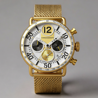 DRAYTON | Gold-Tone Mesh Chronograph, 44mm