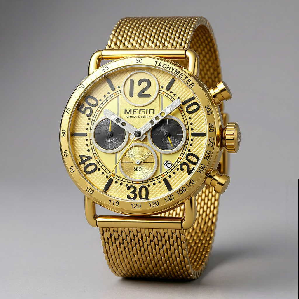 DRAYTON | Gold-Tone Mesh Chronograph, 44mm