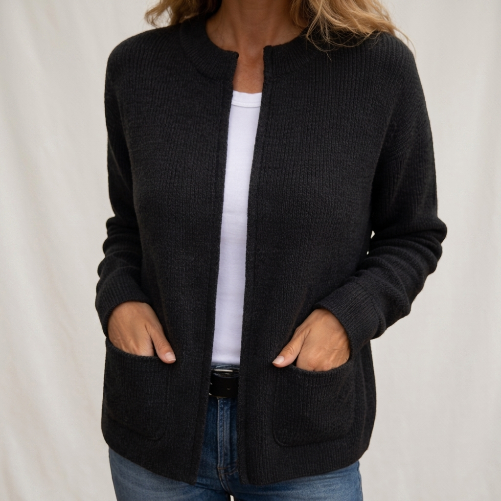 Sabine | Women's Collarless Pocket Cardigan