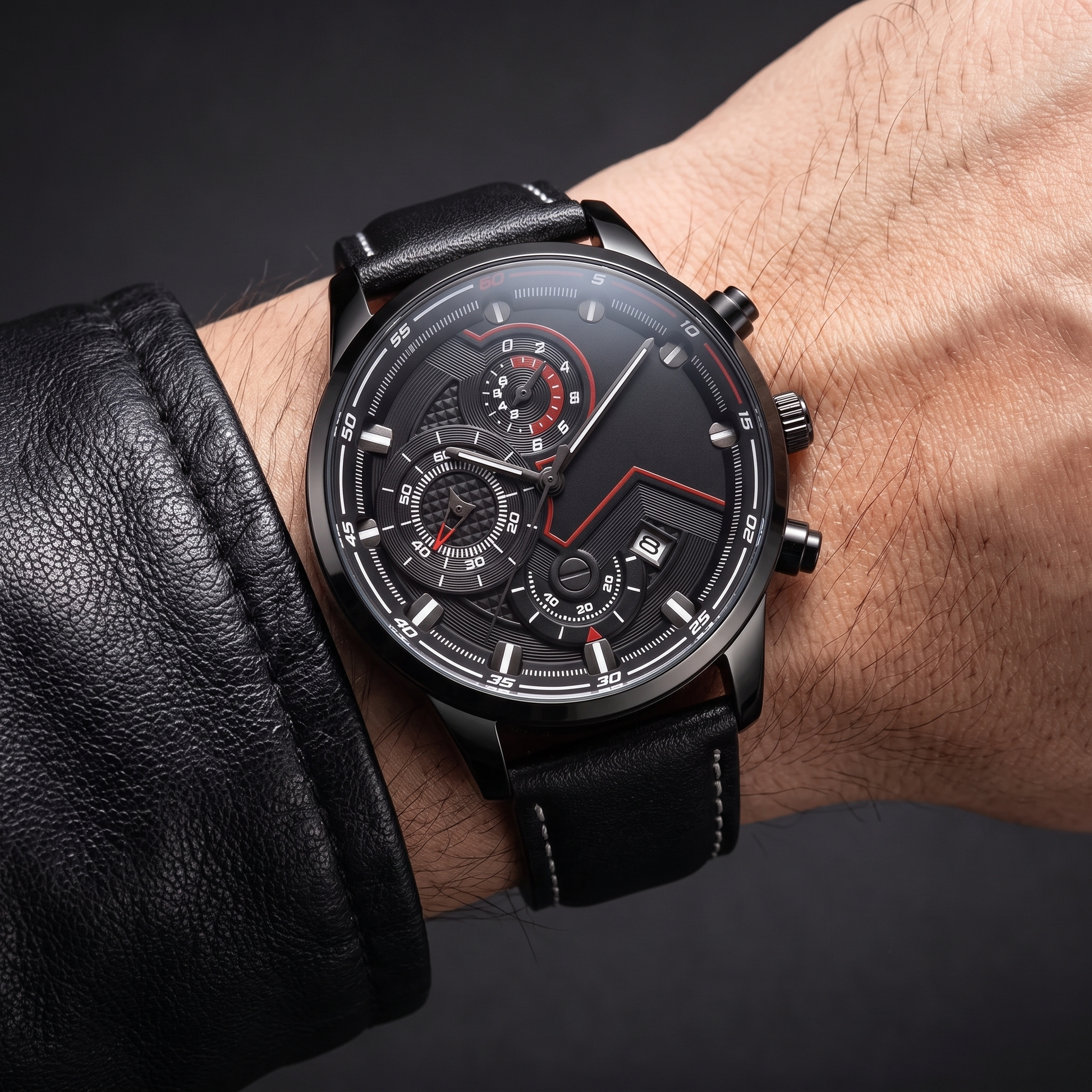 HALDEN | Black-Case Multi-Dial Watch, 37mm