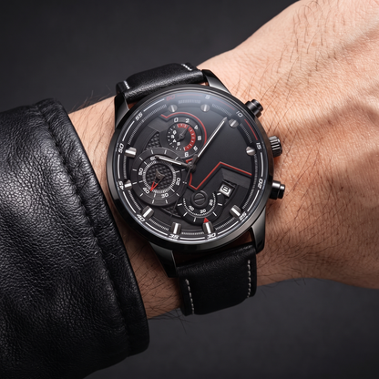 HALDEN | Black-Case Multi-Dial Watch, 37mm