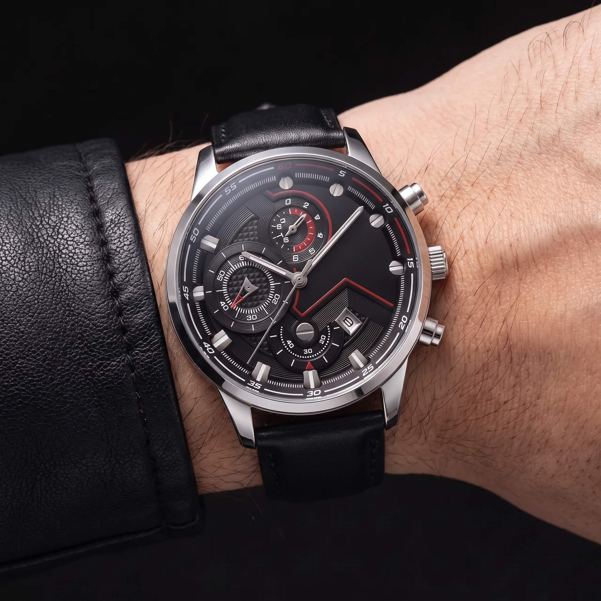 HALDEN | Black-Case Multi-Dial Watch, 37mm