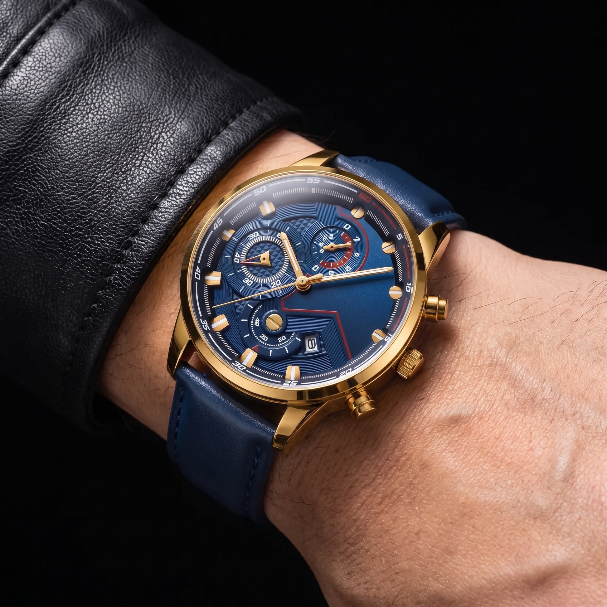 HALDEN | Black-Case Multi-Dial Watch, 37mm