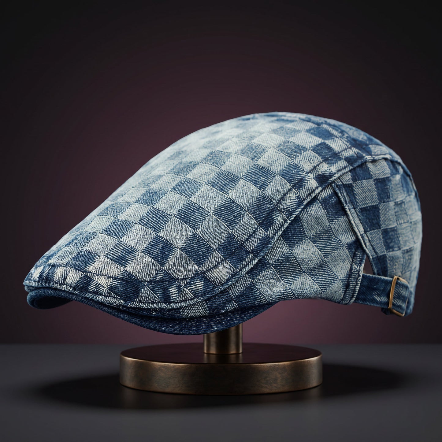 FINCH | Checked Denim Newsboy Cap