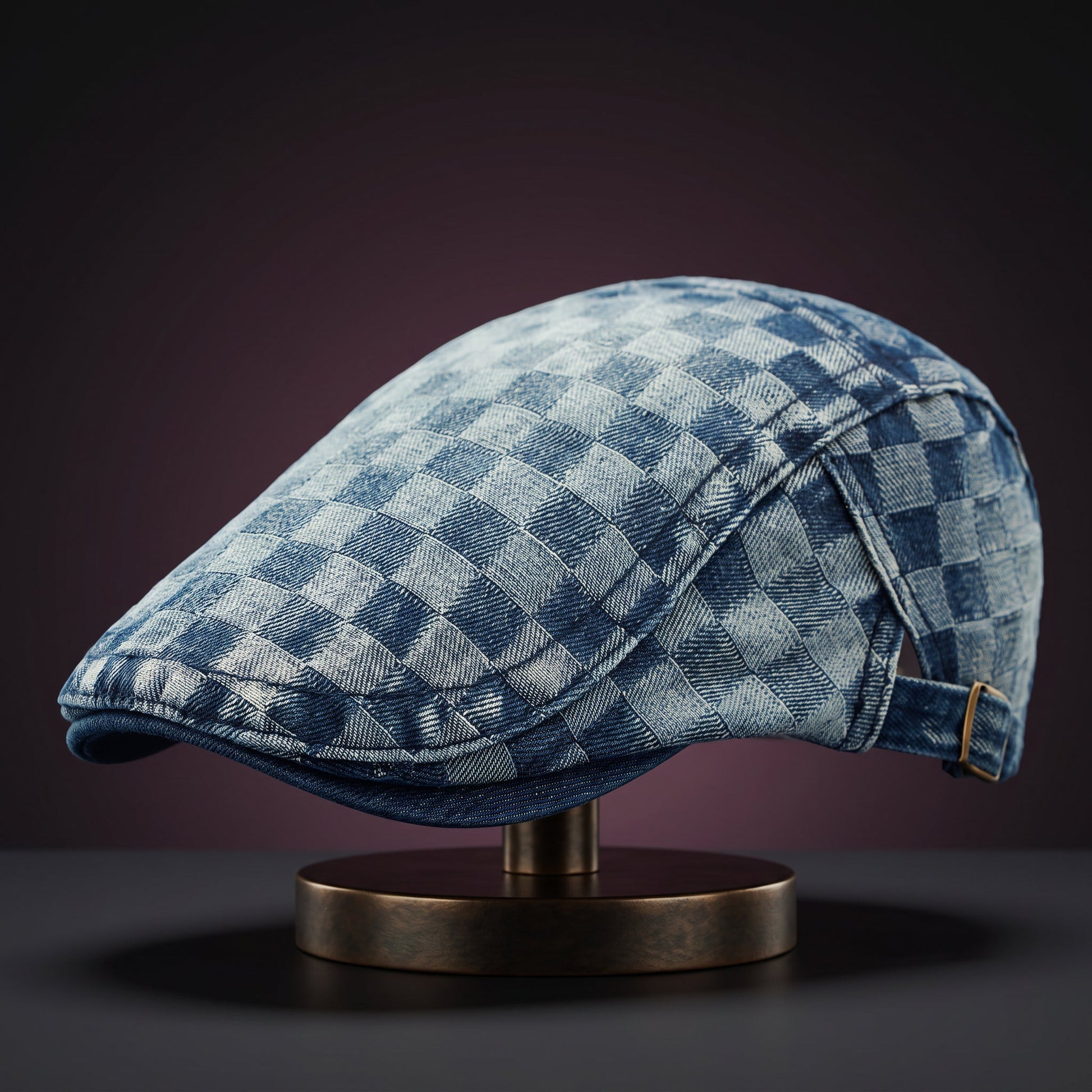 FINCH | Checked Denim Newsboy Cap