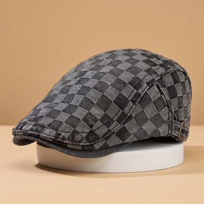 FINCH | Checked Denim Newsboy Cap