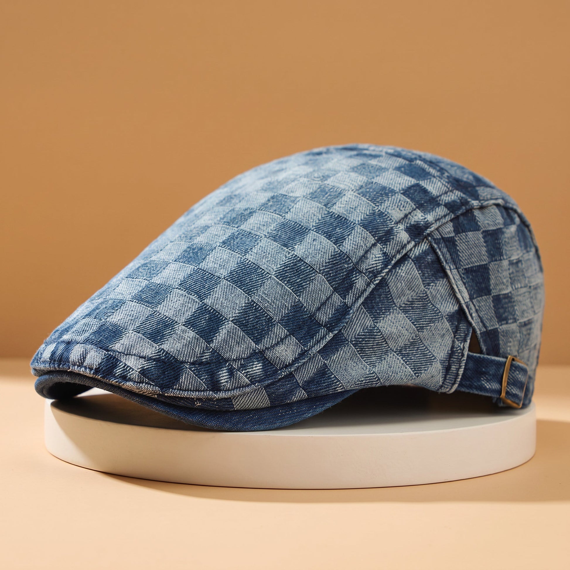 FINCH | Checked Denim Newsboy Cap