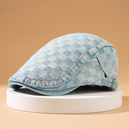 FINCH | Checked Denim Newsboy Cap
