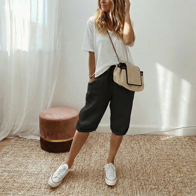 Odette Linen Capri Pants