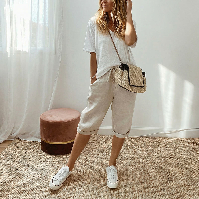 Odette Linen Capri Pants
