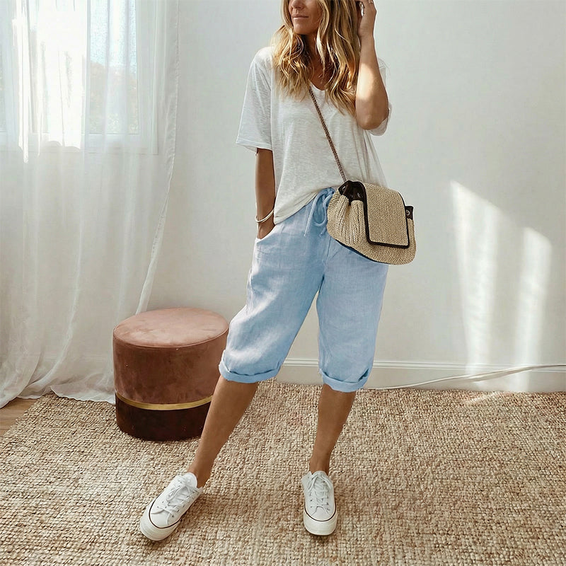 Odette Linen Capri Pants
