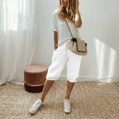 Odette Linen Capri Pants