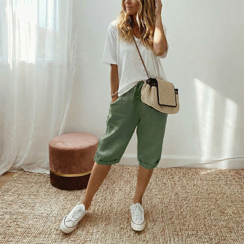Odette Linen Capri Pants