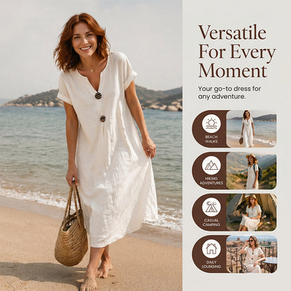 Elara V-Neck Summer Midi Dress