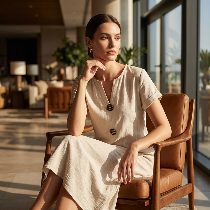 Elara V-Neck Summer Midi Dress
