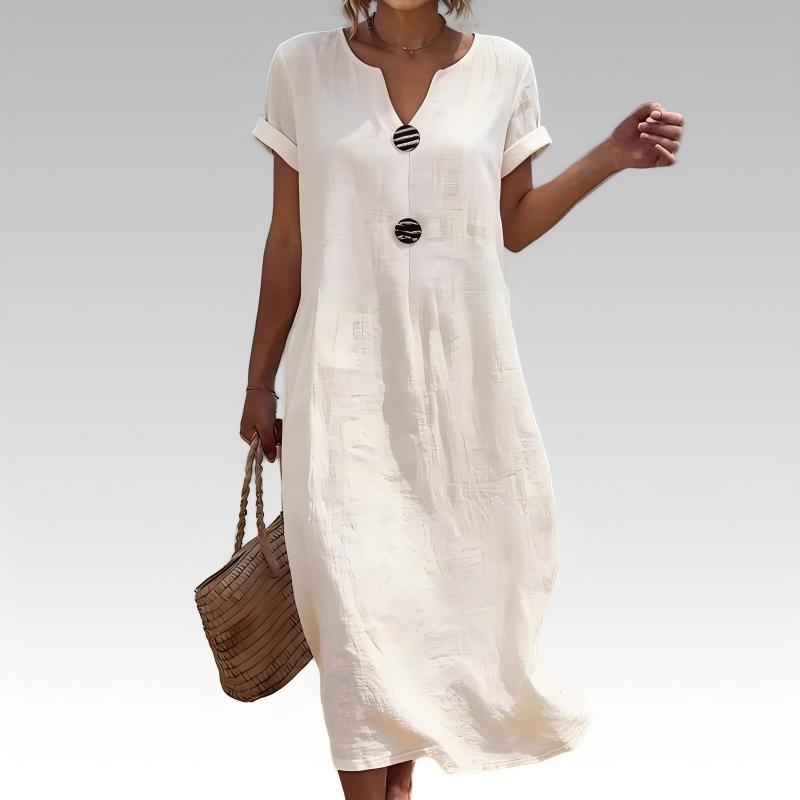 Elara V-Neck Summer Midi Dress