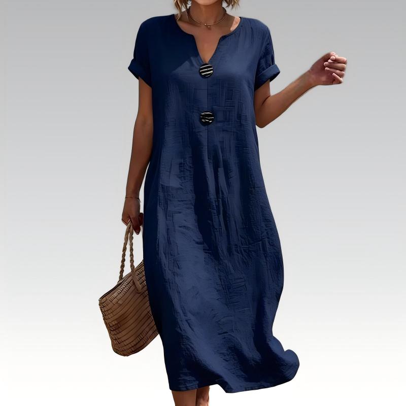 Elara V-Neck Summer Midi Dress