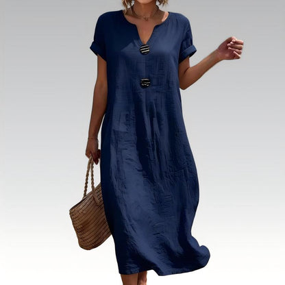 Elara V-Neck Summer Midi Dress