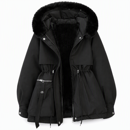 Gewatteerde parka voor dames van imitatiebont voor de winter