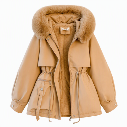 Gewatteerde parka voor dames van imitatiebont voor de winter